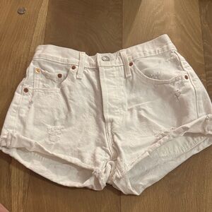 Levi's White Distressed Jean Shorts